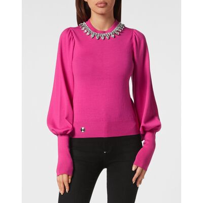 Philipp Plein Rundhalspullover Fuchsie XL Philipp Plein Rundhalspullover Fuchsie XL