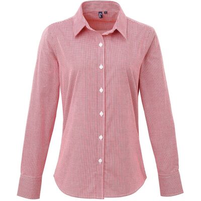 Premier Womens/Ladies Gingham Langarmhemd (Rot/Weiß) Rot EU 42 / UK 14 Premier Womens/Ladies Gingham Langarmhemd (Rot/Weiß) Rot EU 42 / UK 14