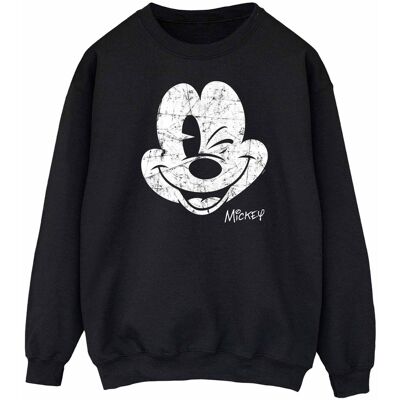 Disney Sweatshirt mit Mickey Mouse-Gesicht für Damen/Damen (Schwarz) Schwarz XL Disney Sweatshirt mit Mickey Mouse-Gesicht für Damen/Damen (Schwarz) Schwarz XL