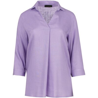Conquista Fliederfarbenes Leinen-V-Ausschnitt-Top Lila XL Conquista Fliederfarbenes Leinen-V-Ausschnitt-Top Lila XL