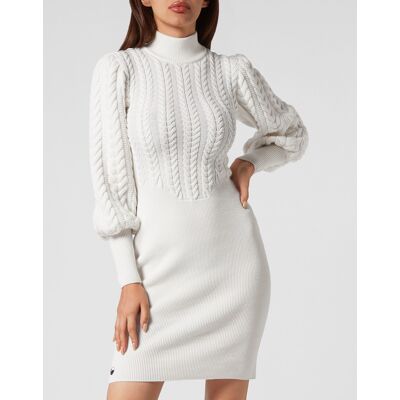 Philipp Plein Strickkleid Weiß M Philipp Plein Strickkleid Weiß M