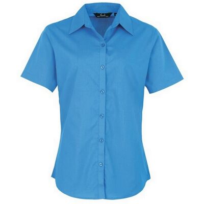 Premier Damen Kurzarm Popeline Bluse / Arbeitshemd (Saphir) Saphir EU 34 / UK 6 Premier Damen Kurzarm Popeline Bluse / Arbeitshemd (Saphir) Saphir EU 34 / UK 6