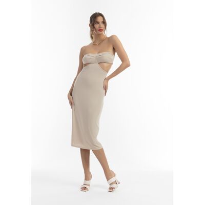 faina Robe midi avec découpes Creme M faina Robe midi avec découpes Creme M