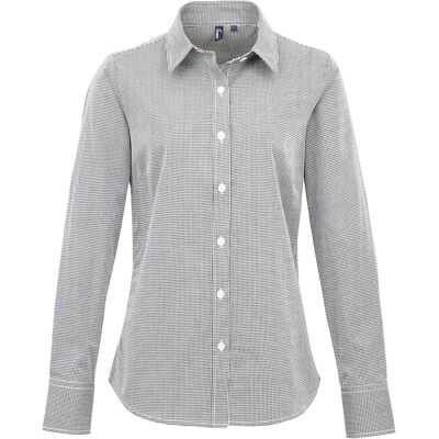 Premier Womens/Ladies Gingham Long-Sleeved Shirt (Schwarz/Weiß) Schwarz EU 46 / UK 18 Premier Womens/Ladies Gingham Long-Sleeved Shirt (Schwarz/Weiß) Schwarz EU 46 / UK 18