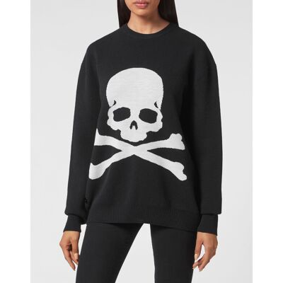 Philipp Plein Rundhalspullover Skull&Bones Schwarz M Philipp Plein Rundhalspullover Skull&Bones Schwarz M