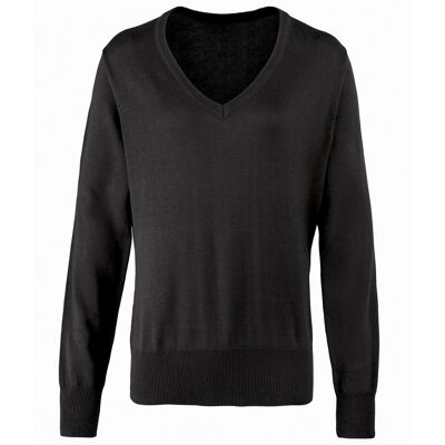 Premier Damen Strickpullover mit V-Ausschnitt (Schwarz) Schwarz EU 42 / UK 14 Premier Damen Strickpullover mit V-Ausschnitt (Schwarz) Schwarz EU 42 / UK 14