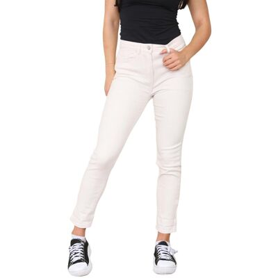 M&Co Damen-Mom-Jeans mit hohem Bund und schmal zulaufendem, geradem Bein in Beige Ekru EU 46 Normal / UK 18 Normal M&Co Damen-Mom-Jeans mit hohem Bund und schmal zulaufendem, geradem Bein in Beige Ekru EU 46 Normal / UK 18 Normal