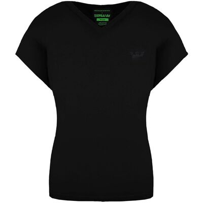 Supra x Heidi Klum Cochs Kurzarm V-Ausschnitt schwarzes Damen T-Shirt 191902 008 Schwarz M Supra x Heidi Klum Cochs Kurzarm V-Ausschnitt schwarzes Damen T-Shirt 191902 008 Schwarz M