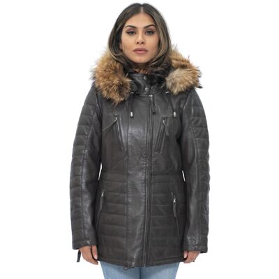 Infinity Leather Gesteppte Damen-Parkajacke aus Leder – Curitiba Braun EU 46 / UK 18 Infinity Leather Gesteppte Damen-Parkajacke aus Leder – Curitiba Braun EU 46 / UK 18