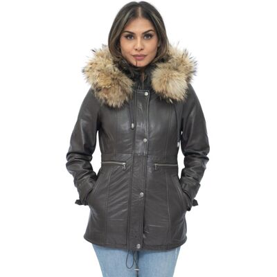 Infinity Leather Damen-Parkajacke aus Leder mit Kapuze – Putian Braun EU 46 / UK 18 Infinity Leather Damen-Parkajacke aus Leder mit Kapuze – Putian Braun EU 46 / UK 18