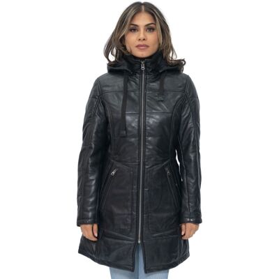 Infinity Leather Gesteppter Parka-Mantel aus Leder für Damen-Allentown Schwarz EU 46 / UK 18 Infinity Leather Gesteppter Parka-Mantel aus Leder für Damen-Allentown Schwarz EU 46 / UK 18