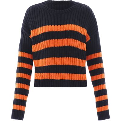 Mymo Strickpullover Damen schwarz/orange Schwarz XS/S Mymo Strickpullover Damen schwarz/orange Schwarz XS/S