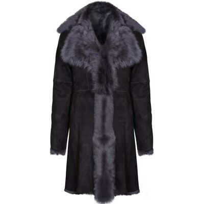 Infinity Leather Damen-Trenchcoat aus Toscana-Schaffell-Wildleder-Tbilisi Grau EU 40 / UK 12 Infinity Leather Damen-Trenchcoat aus Toscana-Schaffell-Wildleder-Tbilisi Grau EU 40 / UK 12
