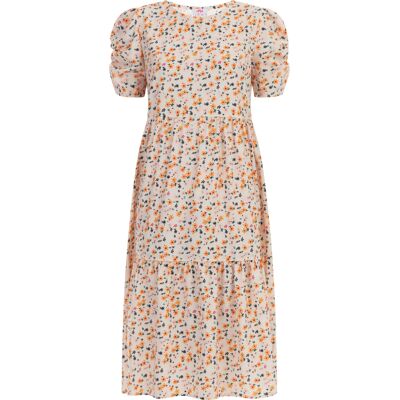 Mymo Midi-Kurzarmkleid Damen Creme Mehrfarbig Creme M Mymo Midi-Kurzarmkleid Damen Creme Mehrfarbig Creme M