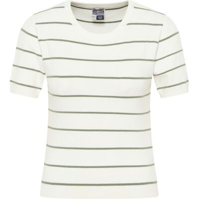 Dreimaster Kurzarm-Pullover Damen Wollweiss Oliv Mehrfarben M/L Dreimaster Kurzarm-Pullover Damen Wollweiss Oliv Mehrfarben M/L