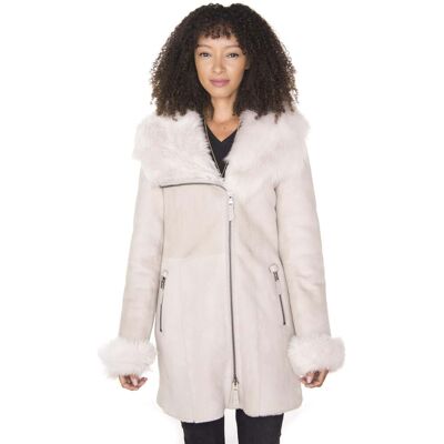 Infinity Leather Damen-Wildleder-Merino-Lammfellmantel-Samara Grau EU 40 / UK 12 Infinity Leather Damen-Wildleder-Merino-Lammfellmantel-Samara Grau EU 40 / UK 12