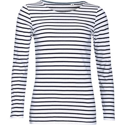 SOLS Womens/Ladies Marine Long Sleeve Stripe T-Shirt (Weiß/Marine) Weiß XS SOLS Womens/Ladies Marine Long Sleeve Stripe T-Shirt (Weiß/Marine) Weiß XS