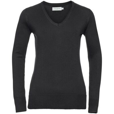 Russell Athletic Russell Collection Damen Strickpullover mit V-Ausschnitt (Schwarz) Schwarz 2XS Russell Athletic Russell Collection Damen Strickpullover mit V-Ausschnitt (Schwarz) Schwarz 2XS