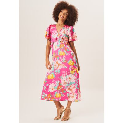 Gini London Midikleid mit Engelsärmeln und Blumendruck Rosa EU 40 / UK 12 Gini London Midikleid mit Engelsärmeln und Blumendruck Rosa EU 40 / UK 12