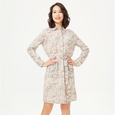 S&J Weekends Leicht bedrucktes Shirt-Kleid Creme M S&J Weekends Leicht bedrucktes Shirt-Kleid Creme M