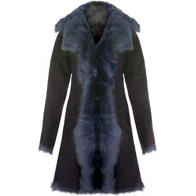 Infinity Leather Damen-Trenchcoat aus Toscana-Schaffell-Wildleder-Tbilisi Marine EU 40 / UK 12 Infinity Leather Damen-Trenchcoat aus Toscana-Schaffell-Wildleder-Tbilisi Marine EU 40 / UK 12