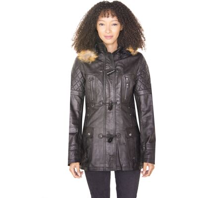 Infinity Leather Damen-Parkajacke aus gestepptem Leder – Brüssel Schwarz EU 46 / UK 18 Infinity Leather Damen-Parkajacke aus gestepptem Leder – Brüssel Schwarz EU 46 / UK 18