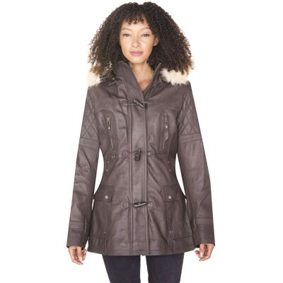 Infinity Leather Damen-Parkajacke aus gestepptem Leder – Brüssel Braun EU 46 / UK 18 Infinity Leather Damen-Parkajacke aus gestepptem Leder – Brüssel Braun EU 46 / UK 18