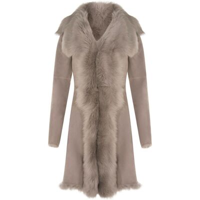 Infinity Leather Damen-Trenchcoat aus Toscana-Schaffell-Wildleder-Tbilisi Hellgrau EU 40 / UK 12 Infinity Leather Damen-Trenchcoat aus Toscana-Schaffell-Wildleder-Tbilisi Hellgrau EU 40 / UK 12