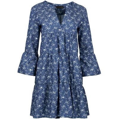 Conquista Indigo Floral A-Linien-Kleid - Kleid Conquista Indigo Floral A-Linien-Kleid - Kleid