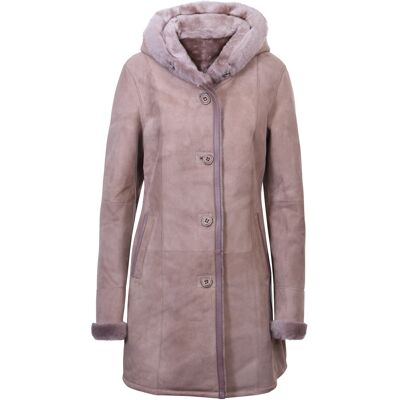 Infinity Leather Damen-Parka-Mantel aus Wildleder und Merino-Schaffell-Tripoli Taupe EU 36 / UK 8 Infinity Leather Damen-Parka-Mantel aus Wildleder und Merino-Schaffell-Tripoli Taupe EU 36 / UK 8