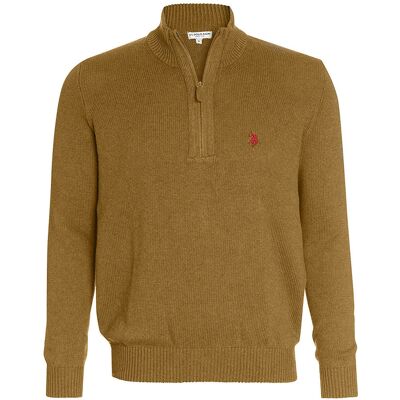 U.S. POLO ASSN. Herren Zip Troyer – Pullover mit Stehkragen – Eleganter Langarm Strickpullover in Beige Beige M U.S. POLO ASSN. Herren Zip Troyer – Pullover mit Stehkragen – Eleganter Langarm Strickpullover in Beige Beige M
