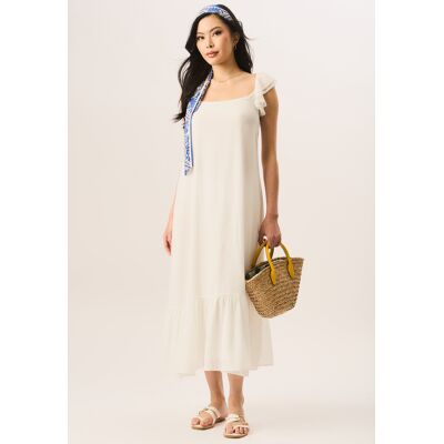 Gini London Rüschen-Maxikleid mit kurzen Ärmeln Weiß EU 36 / UK 8 Gini London Rüschen-Maxikleid mit kurzen Ärmeln Weiß EU 36 / UK 8