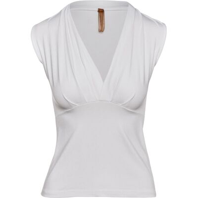 Conquista Weißes ärmelloses Top mit Faux Wrap Weiß EU 42 / UK 14 Conquista Weißes ärmelloses Top mit Faux Wrap Weiß EU 42 / UK 14