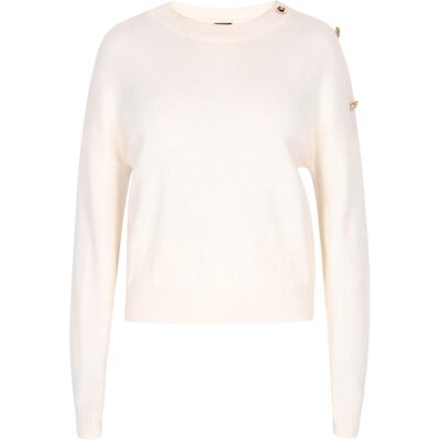 Dreimaster Pullover Damen Wollweiss Cremefarben M/L Dreimaster Pullover Damen Wollweiss Cremefarben M/L