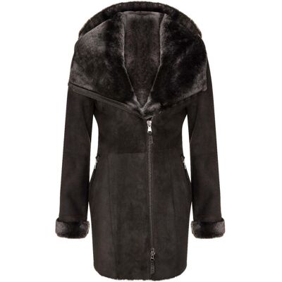 Infinity Leather Damen-Kapuzenmantel aus Merino-Schaffell-Antioch Braun EU 40 / UK 12 Infinity Leather Damen-Kapuzenmantel aus Merino-Schaffell-Antioch Braun EU 40 / UK 12
