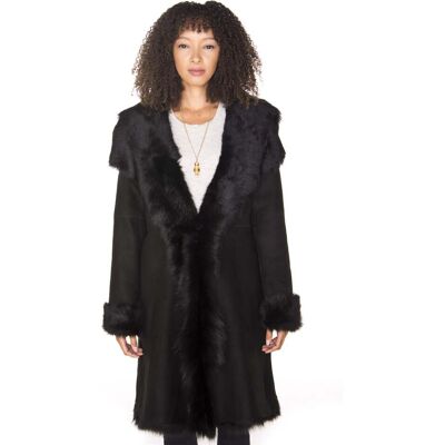 Infinity Leather Damen-Trenchcoat aus Toscana-Schaffell-Wildleder-Tbilisi Schwarz EU 40 / UK 12 Infinity Leather Damen-Trenchcoat aus Toscana-Schaffell-Wildleder-Tbilisi Schwarz EU 40 / UK 12