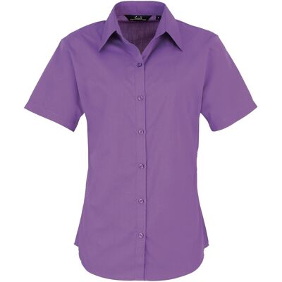 Premier Damen Kurzarm Popeline Bluse / Arbeitshemd (Kräftiges Violett) Violett EU 40 / UK 12 Premier Damen Kurzarm Popeline Bluse / Arbeitshemd (Kräftiges Violett) Violett EU 40 / UK 12