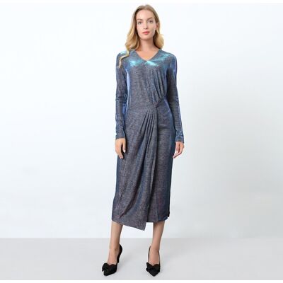 Smart & Joy Asymmetrisches schimmerndes Cocktailkleid Blau M Smart & Joy Asymmetrisches schimmerndes Cocktailkleid Blau M