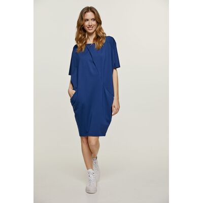 Conquista Damen Marineblaues Oversized Schweres Jersey-Kleid mit Fronttaschen Marine S Conquista Damen Marineblaues Oversized Schweres Jersey-Kleid mit Fronttaschen Marine S
