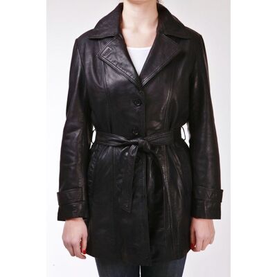 Infinity Leather Damen-Trenchcoat mit 3/4-Länge und Bindegürtel – Oldbury Schwarz EU 36 / UK 8 Infinity Leather Damen-Trenchcoat mit 3/4-Länge und Bindegürtel – Oldbury Schwarz EU 36 / UK 8