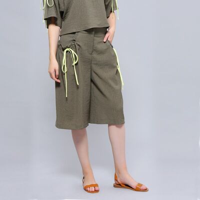Smart & Joy Lässige Capri-Hose mit weitem Bein Khaki S Smart & Joy Lässige Capri-Hose mit weitem Bein Khaki S