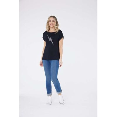 Chapter.London Ziggy Lightning Bolt Kurzarm Top Schwarz / Silber Schwarz EU 48 / UK 20 Chapter.London Ziggy Lightning Bolt Kurzarm Top Schwarz / Silber Schwarz EU 48 / UK 20