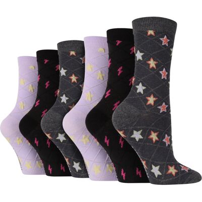 6 Paar Multipack Damen Herbst Socken Wildfeet Cute Novelty Design gestrickt Boot Socken - Sterne Mehrfarben EU 37 - 42 6 Paar Multipack Damen Herbst Socken Wildfeet Cute Novelty Design gestrickt Boot Socken - Sterne Mehrfarben EU 37 - 42