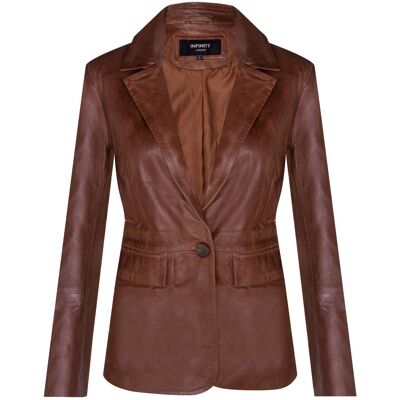 Infinity Leather Ein-Knopf-Blazer für Damen aus Leder – Newhaven Bräunen EU 42 / UK 14 Infinity Leather Ein-Knopf-Blazer für Damen aus Leder – Newhaven Bräunen EU 42 / UK 14