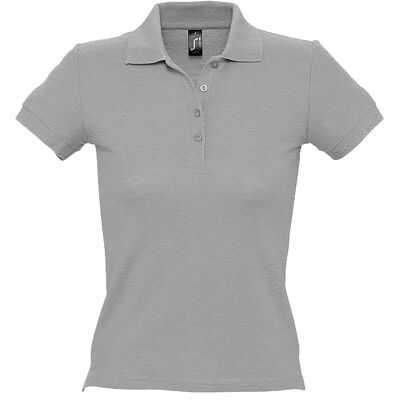 SOLS Womens/Ladies People Pique Kurzarm-Poloshirt aus Baumwolle (Grau meliert) Grau XL SOLS Womens/Ladies People Pique Kurzarm-Poloshirt aus Baumwolle (Grau meliert) Grau XL
