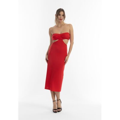faina Robe midi avec découpes Rot M faina Robe midi avec découpes Rot M