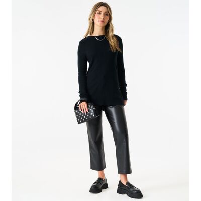 Gini London Rundhalsausschnitt Feinstrick-Pullover in Übergröße Schwarz S/M Gini London Rundhalsausschnitt Feinstrick-Pullover in Übergröße Schwarz S/M