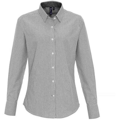 Premier - Formelles Hemd für Damen Langärmlig (Weiß/Grau) Weiß grau M Premier - Formelles Hemd für Damen Langärmlig (Weiß/Grau) Weiß grau M