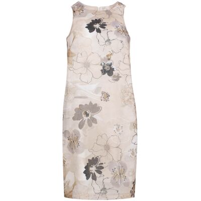 Conquista Ärmelloses Kleid aus Baumwoll-Popeline mit floralem Print und verstecktem seitlichen Reißverschluss Sand EU 42 / UK 14 Conquista Ärmelloses Kleid aus Baumwoll-Popeline mit floralem Print und verstecktem seitlichen Reißverschluss Sand EU 42 / UK 14