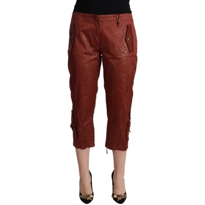Just Cavalli Damen Braune Lurex Mid-Waist Baumwoll-Cropped Capri-Hose Braun EU 40 / UK 12 Just Cavalli Damen Braune Lurex Mid-Waist Baumwoll-Cropped Capri-Hose Braun EU 40 / UK 12